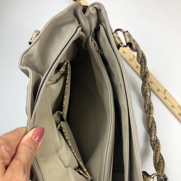 NEW - GENNA DEROSSI Vintage Snakeskin Trim Shoulder Bag Y2K Timeless - Picture 10 of 14